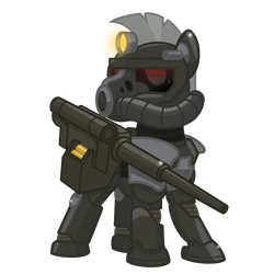 Size: 2500x2500 | Tagged: safe, artist:pizzamovies, imported from derpibooru, oc, oc only, oc:steelhooves, earth pony, ghoul, pony, undead, 2020 community collab, derpibooru community collaboration, fallout equestria, armor, cannon, fallout, fanfic, fanfic art, glowing eyes, gun, hooves, male, power armor, show accurate, simple background, solo, stallion, steel ranger, transparent background, weapon