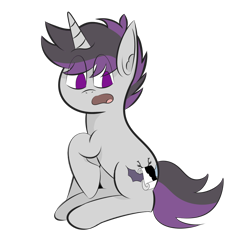 Size: 1250x1250 | Tagged: safe, artist:inky scroll, imported from derpibooru, oc, oc only, oc:inky scroll, pony, unicorn, 2020 community collab, derpibooru community collaboration, male, simple background, sitting, solo, stallion, surprised face, transparent background