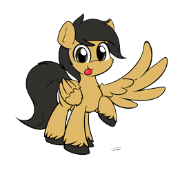 Size: 1398x1412 | Tagged: safe, artist:taurson, imported from derpibooru, oc, oc only, oc:crisom chin, pegasus, pony, :p, cute, feathered wings, looking at you, simple background, solo, tongue out, transparent background, unshorn fetlocks, wings