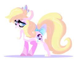 Size: 1600x1245 | Tagged: safe, artist:torusthescribe, imported from derpibooru, oc, oc only, oc:blue briar, earth pony, pony, bow, female, mare, offspring, parent:applejack, parent:prince blueblood, parents:bluejack, simple background, solo, tail bow, transparent background