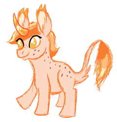 Size: 2912x3051 | Tagged: safe, artist:mjangelvortex, derpibooru exclusive, imported from derpibooru, oc, oc only, oc:eqq, monster pony, pony, 2020 community collab, derpibooru community collaboration, ambiguous gender, curved horn, fluffy, freckles, horn, leonine tail, simple background, sketchy, solo, style emulation, transparent background