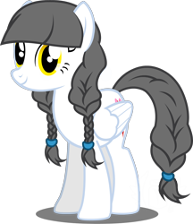 Size: 2100x2425 | Tagged: safe, artist:flash equestria photography, imported from derpibooru, oc, oc only, oc:caring hearts, pegasus, pony, 2020 community collab, derpibooru community collaboration, braid, braided tail, female, folded wings, full body, hair tie, high res, mare, pegasus oc, shadow, show accurate, simple background, smiling, solo, standing, tail, transparent background, vector, wings, yellow eyes