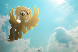 Size: 1600x1067 | Tagged: safe, artist:potato22, imported from derpibooru, oc, oc only, oc:mareota, pony, backlighting, cloud, flying, solo