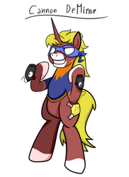 Size: 5100x7014 | Tagged: safe, artist:khaki-cap, imported from derpibooru, oc, oc only, oc:cannon de minor, oc:cannon deminor, pony, 2020 community collab, derpibooru community collaboration, cannon gloves, funny, horn, party, party hero, simple background, solo, transparent background, unicorn oc