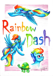 Size: 1645x2338 | Tagged: safe, artist:puggie, artist:renaphin, imported from derpibooru, rainbow dash, tank, pony, female, for sale, solo, traditional art, watercolor painting