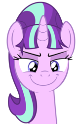 Size: 886x1322 | Tagged: safe, artist:culu-bluebeaver, imported from derpibooru, starlight glimmer, pony, unicorn, comic:the newcomer, bust, female, png, s5 starlight, simple background, smiling, solo, transparent background