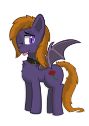 Size: 4398x6219 | Tagged: safe, artist:speedrunnerg55, imported from derpibooru, oc, oc:lunar-rose, bat, bat pony, :p, bat pony oc, bat wings, collar, eyebrows, simple background, tongue out, transparent background, wings