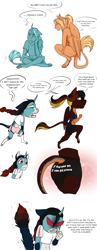 Size: 978x2510 | Tagged: safe, artist:blackblood-queen, imported from derpibooru, oc, oc only, oc:annie belle, oc:daniel dasher, anthro, dracony, hybrid, pegasus, unguligrade anthro, unicorn, angry, anthro oc, brother and sister, comic, crying, dialogue, digital art, female, grumpy, jealous, jogging, male, mare, pale belly, siblings, stallion, workout outfit