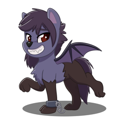 Size: 4093x4093 | Tagged: safe, artist:jcosneverexisted, imported from derpibooru, oc, oc only, oc:nyn indigo, bat pony, hybrid, timber wolf, my little pony: pony life, g4.5, looking at you, male, pose, simple background, smiling, solo, transparent background