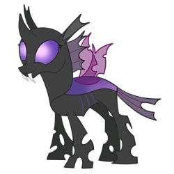 Size: 5000x5000 | Tagged: safe, artist:squipycheetah, imported from derpibooru, oc, oc only, oc:tagma, changeling, changeling oc, cute, cuteling, fangs, female, freckles, happy, purple changeling, simple background, smiling, solo, spread wings, transparent background, wings