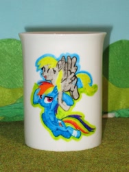 Size: 1024x1365 | Tagged: safe, artist:malte279, imported from derpibooru, derpy hooves, rainbow dash, pony, bandage, craft, cup, porcelain, porcelain painting