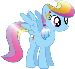 Size: 5008x4651 | Tagged: safe, artist:mysteriouskaos, imported from derpibooru, rainbow dash, crystal pony, pegasus, pony, spoiler:s03, absurd resolution, alternate hairstyle, crystallized, female, mare, simple background, solo, spread wings, transparent background, vector, wings