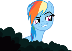 Size: 2915x2057 | Tagged: safe, artist:psychoanalyticbrony, imported from derpibooru, rainbow dash, pegasus, pony, daring don't, bush, faic, female, mare, rainbow dash is best facemaker, simple background, smiling, smirk, smug, smugdash, solo, transparent background, vector