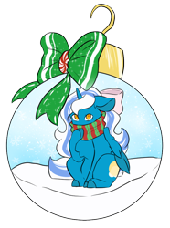 Size: 674x908 | Tagged: safe, artist:mitsuyotsukaze, imported from derpibooru, oc, oc only, oc:fleurbelle, alicorn, pony, adorabelle, adorable face, alicorn oc, bauble, bow, clothes, cute, female, hair bow, horn, mare, ornament, ribbon, scarf, simple background, snow, solo, transparent background, yellow eyes