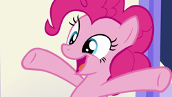 Size: 1920x1080 | Tagged: safe, imported from derpibooru, screencap, pinkie pie, earth pony, pony, the last laugh, cute, diapinkes, female, mare, open mouth, solo, underhoof