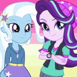 Size: 500x500 | Tagged: safe, imported from derpibooru, starlight glimmer, trixie, equestria girls, female, lesbian, shipping, startrix, vector