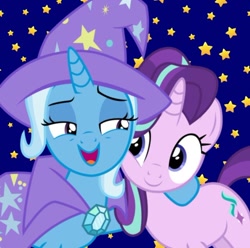 Size: 640x635 | Tagged: safe, edit, imported from derpibooru, starlight glimmer, trixie, female, lesbian, shipping, startrix, vector