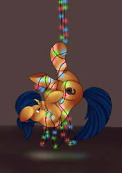 Size: 1200x1700 | Tagged: safe, artist:einboph, imported from derpibooru, oc, oc:soft step, earth pony, christmas, christmas lights, holiday, upside down