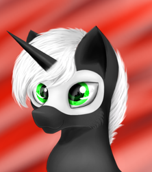 Size: 800x900 | Tagged: safe, artist:auroraswirls, imported from derpibooru, oc, oc only, oc:nyar, pony, unicorn, abstract background, bust, male, solo, stallion