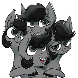 Size: 2048x2048 | Tagged: safe, artist:earthpone, imported from derpibooru, oc, oc only, oc:grey matter, pony, bust, female, mare, multeity, portrait, self ponidox, simple background, white background, wingding eyes