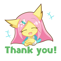 Size: 1000x1000 | Tagged: safe, artist:howxu, imported from derpibooru, fluttershy, anthro, cute, emoji, eyes closed, female, reaction image, shyabetes, simple background, solo, transparent background