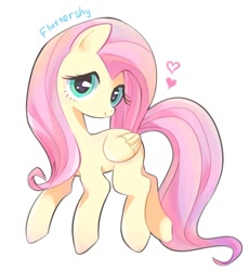 Size: 1112x1211 | Tagged: safe, artist:rannkiti15, imported from derpibooru, fluttershy, pegasus, pony, cute, female, heart, looking at you, mare, shyabetes, simple background, solo, white background