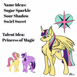 Size: 2048x2048 | Tagged: safe, artist:rmv-art, imported from derpibooru, sour sweet, twilight sparkle, oc, alicorn, pony, alicorn oc, horn, magical lesbian spawn, offspring, parent:sour sweet, parent:twilight sparkle, parents:sourlight, twilight sparkle (alicorn)