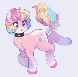 Size: 1240x1226 | Tagged: safe, artist:luluneusa, imported from derpibooru, oc, oc only, oc:milky (rigbythememe), pony, unicorn, chest fluff, collar, ear piercing, earring, female, jewelry, mare, piercing, simple background, solo