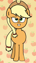 Size: 1449x2474 | Tagged: safe, artist:sebtheartist, deleted from derpibooru, imported from derpibooru, applejack, bedroom eyes, front view, iphone wallpaper, phone wallpaper, smiling, solo, wallpaper