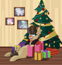 Size: 3024x3172 | Tagged: safe, artist:angelina-pax, imported from derpibooru, applejack, pinkie pie, princess luna, spirit of hearth's warming past, spirit of hearth's warming presents, spirit of hearth's warming yet to come, oc, oc:time liz, alicorn, earth pony, pony, antlers, blank flank, christmas, christmas lights, christmas tree, clothes, coat, collar, fake antlers, female, glasses, high res, holiday, holly, holly mistaken for mistletoe, mare, marefemale, present, red nose, tree, ych result