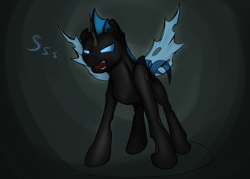 Size: 1280x914 | Tagged: safe, artist:diskrt, imported from derpibooru, changeling, pony, blue changeling, solo