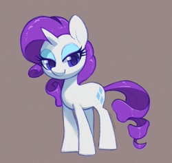 Size: 1500x1423 | Tagged: safe, artist:dawnfire, imported from derpibooru, rarity, pony, unicorn, colored pupils, cute, eyeshadow, female, full body, gray background, lidded eyes, looking at you, makeup, mare, raribetes, signature, simple background, solo, standing