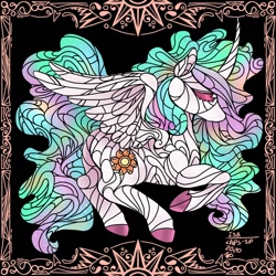 Size: 1280x1280 | Tagged: safe, artist:laps-sp, imported from derpibooru, princess celestia, alicorn, pony, female, mare, solo, stained glass