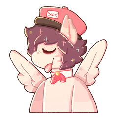 Size: 1190x1248 | Tagged: safe, artist:rigbythememe, imported from derpibooru, oc, oc only, oc:dandyletters (rigbythememe), pegasus, pony, bust, eyes closed, hat, male, simple background, solo, stallion, tongue out, transparent background