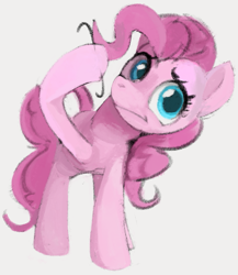 Size: 573x659 | Tagged: safe, artist:dotkwa, imported from derpibooru, pinkie pie, earth pony, pony, female, gray background, mare, motion lines, simple background, solo