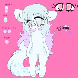 Size: 768x768 | Tagged: safe, artist:xsugarkittyx, imported from derpibooru, oc, oc only, earth pony, semi-anthro, unguligrade anthro, both cutie marks, eye clipping through hair, fangs, female, reference sheet, solo