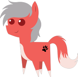 Size: 5914x5825 | Tagged: safe, artist:cosmiceclipsed, artist:tikibat, imported from derpibooru, oc, oc only, oc:nightwolf, earth pony, fox, fox pony, hybrid, original species, pony, cutie mark, fox tail, paw prints, pointy ponies, simple background, transparent background