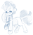 Size: 888x948 | Tagged: safe, artist:ambris, imported from derpibooru, oc, oc:vynarity, pony, unicorn, clothes, commission, curly mane, curly tail, glasses, monochrome, mucca, scarf, sketch, sweater, tongue out, unshorn fetlocks