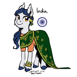 Size: 700x700 | Tagged: safe, artist:taritoons, imported from derpibooru, oc, unnamed oc, earth pony, pony, clothes, india, nation ponies, ponified, saree