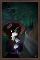 Size: 645x960 | Tagged: safe, artist:derpx1, imported from derpibooru, oc, oc only, oc:copelia, semi-anthro, bipedal, brown eyes, brown mane, clothes, road, signature, solo, tree, umbrella