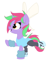 Size: 699x816 | Tagged: safe, artist:permpony, derpibooru exclusive, imported from derpibooru, oc, oc only, oc:susie supreme, pony, unicorn, ballerina, ballet slippers, bow, clothes, ear freckles, female, filly, freckles, hair bow, leg warmers, leotard, open mouth, simple background, smiling, solo, white background