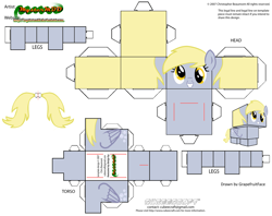 Size: 2979x2354 | Tagged: safe, artist:grapefruitface1, imported from derpibooru, derpy hooves, pony, arts and crafts, craft, cubeecraft, papercraft, printable, solo, template