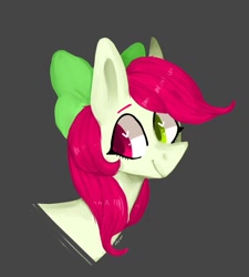 Size: 921x1024 | Tagged: safe, artist:helemaranth, imported from derpibooru, oc, oc only, earth pony, pony, bow, bust, dark background, earth pony oc, hair bow, heart eyes, heterochromia, not apple bloom, smiling, solo, wingding eyes