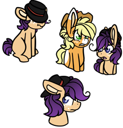 Size: 1116x1158 | Tagged: safe, artist:greyestgray, imported from derpibooru, applejack, oc, oc:honey gold, pony, hat, magical lesbian spawn, offspring, parent:applejack, parent:rarity, parents:rarijack, simple background, transparent background