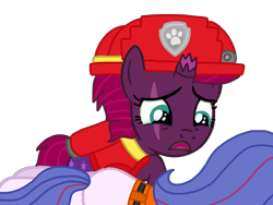 Size: 1440x1080 | Tagged: safe, artist:徐詩珮, imported from derpibooru, fizzlepop berrytwist, tempest shadow, oc, oc:aurora (tempest's mother), series:sprglitemplight diary, series:sprglitemplight life jacket days, series:springshadowdrops diary, series:springshadowdrops life jacket days, alternate universe, clothes, female, lifejacket, marshall (paw patrol), mother and child, mother and daughter, paw patrol, simple background, transparent background