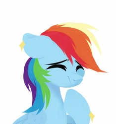 Size: 1280x1366 | Tagged: safe, artist:shiny-dust, imported from derpibooru, rainbow dash, pegasus, pony, bust, cute, dashabetes, eyes closed, floppy ears, folded wings, nose wrinkle, portrait, simple background, solo, white background, wings