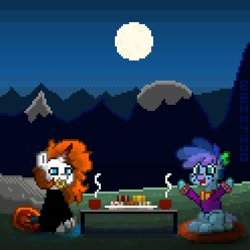 Size: 1240x1240 | Tagged: safe, artist:bennyhuo, imported from derpibooru, oc, pony, unicorn, pony town, moon, night, pixel art