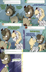 Size: 1502x2354 | Tagged: safe, artist:urbanqhoul, imported from derpibooru, derpy hooves, doctor whooves, time turner, earth pony, pegasus, pony, lovestruck derpy, doctor who, female, male, mare, stallion, tardis, the doctor