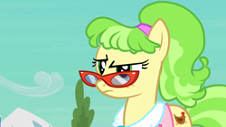 Size: 1280x720 | Tagged: safe, imported from derpibooru, screencap, chickadee, ms. peachbottom, earth pony, pony, games ponies play, female, glasses, mare, solo