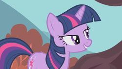 Size: 1280x720 | Tagged: safe, imported from derpibooru, screencap, twilight sparkle, pony, unicorn, season 1, winter wrap up, female, lidded eyes, mare, solo, unicorn twilight